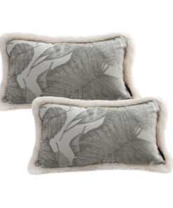 SOGA 2X 35cm Wabi-sabi Rectangular Raised Embroidery Leaf & Lumbar Throw Pillow