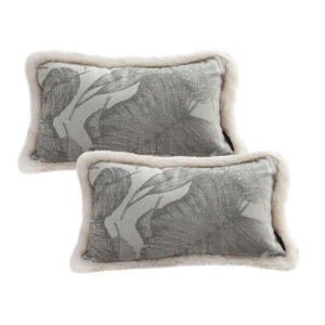 SOGA 2X 35cm Wabi-sabi Rectangular Raised Embroidery Leaf & Lumbar Throw Pillow