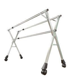 SOGA 240cm Portable Drying Rack Clothes Steel Laundry Rack Foldable Space-Saving Laundry Holder 3 Poles
