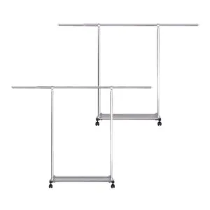 SOGA 2X 200cm Stainless Steel Floor-Standing Clothes Rack - Durable and Space-Saving Laundry Organizer