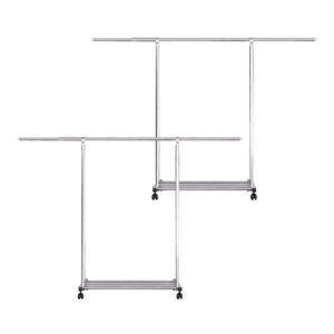 SOGA 2X 240cm Stainless Steel Floor-Standing Clothes Rack - Durable and Space-Saving Laundry Organizer