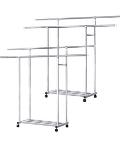 SOGA 2X 120cm Stainless Steel Floor-Standing Clothes Rack - Durable and Space-Saving Laundry Organizer