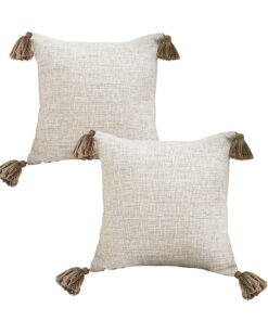 SOGA 2X 50cm Beige Pillow Textured Throw Cover, Luxurious Rib Knit Ribbed Cotton Throw Pillow