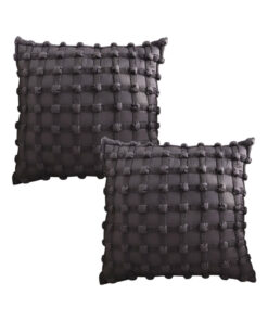SOGA 2X 50cm Black Medieval-style Puff Rivet Square Product Throw Pillow