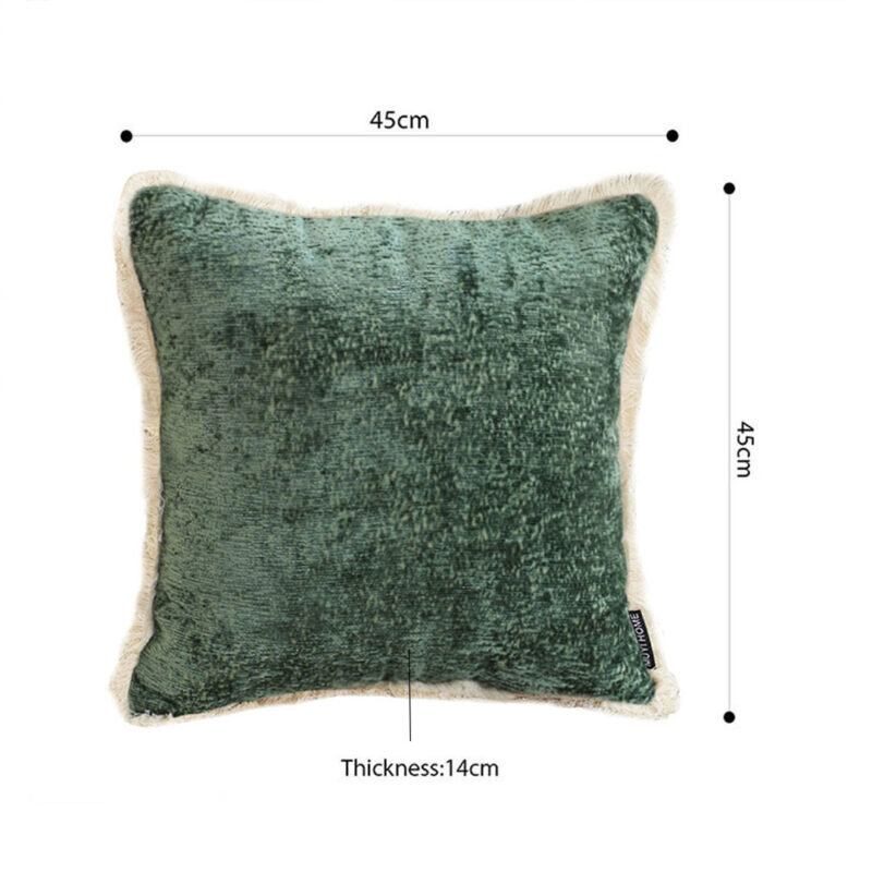 SOGA 45cm Jade Green Home aesthetic chenille texture tassel square Throw Pillow - Image 5