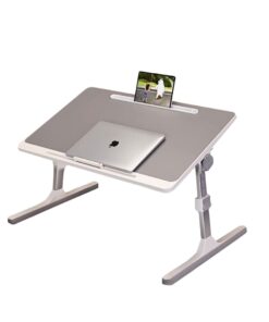 SOGA 60X40cm Grey Small Laptop Bed Portable Foldable Study Table Adjustable