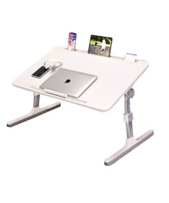 SOGA 70X45cm White Small Laptop Bed Portable Foldable Study Table Adjustable