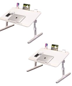 SOGA 2X 70X45cm White Small Laptop Bed Portable Foldable Study Table Adjustable
