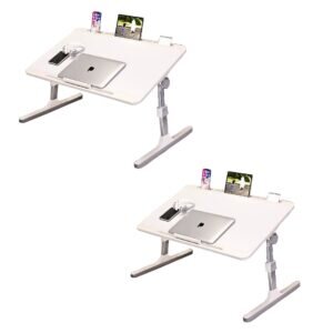 SOGA 2X 70X45cm White Small Laptop Bed Portable Foldable Study Table Adjustable