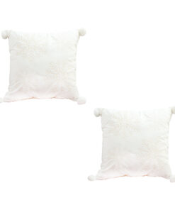 SOGA 2X 45cm Throw Pillow White Soft Plush Cushion Christmas Snowflake Ball Square For festive Holiday