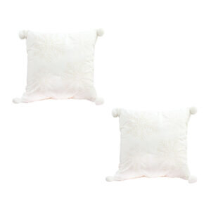 SOGA 2X 45cm Throw Pillow White Soft Plush Cushion Christmas Snowflake Ball Square For festive Holiday