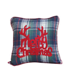 SOGA 45cm Throw Pillow Multicolor Christmas Plaid with Antler Design for Festive Holiday Square Cushion Home Decor