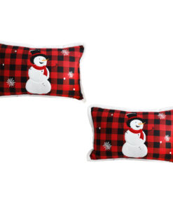 SOGA 2X 30cm Throw Pillow Red Christmas Snowman Lumbar Cushion for Festive Holiday Winter Home Decor
