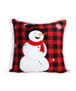 SOGA 45cm Throw Pillow Red Christmas Snowman Square Cushion for Festive Holiday Winter Home Decor