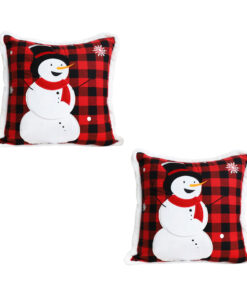 SOGA 2X 45cm Throw Pillow Red Christmas Snowman Square Cushion for Festive Holiday Winter Home Decor