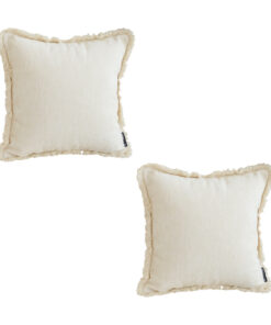 SOGA 2X 45cm Throw Pillow White Chenille Textured with Tassels Stylish Square Cozy Home Decor