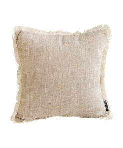 SOGA 45cm Throw Pillow Latte Color Chenille Textured with Tassels Stylish Square Cozy Home Decor