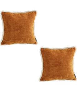 SOGA 2X 45cm Throw Pillow Sunset Orange Chenille Textured with Tassels Stylish Square Cozy Home Decor