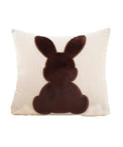 SOGA 45cm Throw Pillow Light Tan Square Cushion with Soft Coffee Bunny Design Decorative Home Decor
