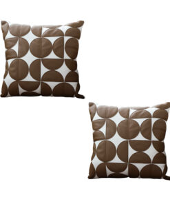 SOGA 2X 45cm Brown Leather Square Pillow Half Moon Patchwork Design Decorative Cushion for Living Room