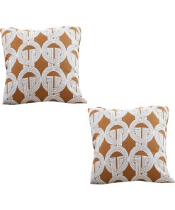 SOGA 2X 45cm Brown Circular Chain Jacquard Square Pillow Decorative Cushion for Living Room