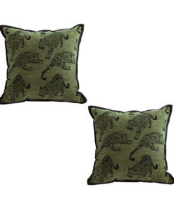 SOGA 2X 40cm Throw Pillow Green Leopard Square Retro Decorative Cushion for Living Room