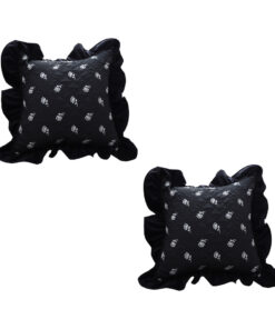 SOGA 2X 45cm Throw Pillow Black Ruffled Square Decorative Cushion for Rose Lovers Cozy Home Decor