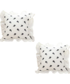 SOGA 2X 45cm Throw Pillow  White Ruffled Square Decorative Cushion for Rose Lovers Cozy Home Decor