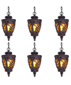 SOGA 6X 48cm Vintage Aluminum Glass Lamp Lantern Chandelier for Home Decor