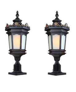 SOGA 2X 72cm Vintage Lamp Lantern Stand - Elegant Aluminum & Glass Outdoor Light