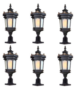 SOGA 6X 72cm Vintage Lamp Lantern Stand Elegant Aluminum & Glass Outdoor Light