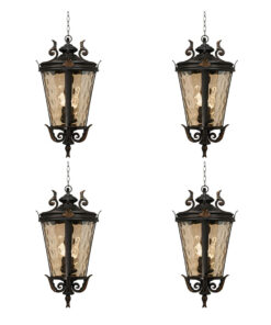 SOGA 4X 60.3cm Vintage Aluminum & Glass Lantern Elegant Chandelier Style