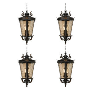 SOGA 4X 60.3cm Vintage Aluminum & Glass Lantern Elegant Chandelier Style