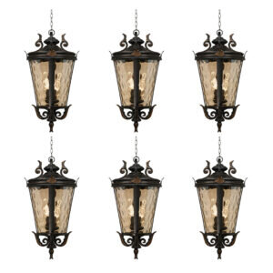 SOGA 6X 60.3cm Vintage Aluminum & Glass Lantern Elegant Chandelier Style