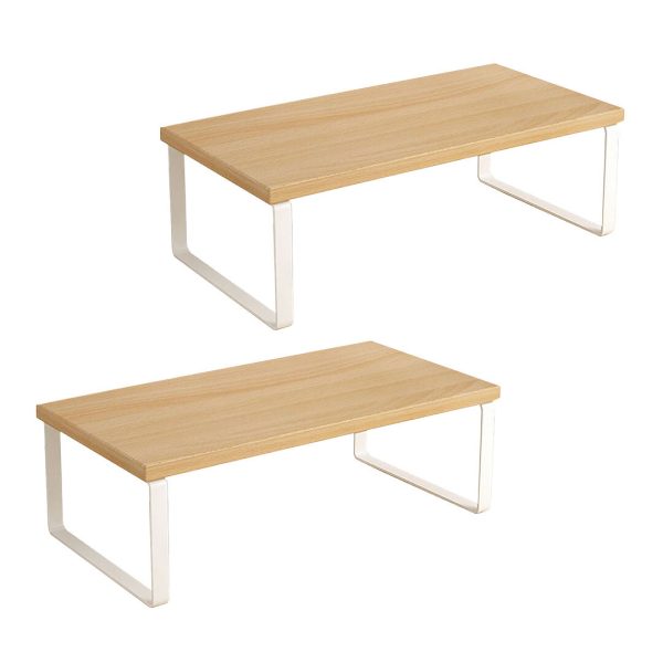 1-SOGA 2X 40cm Wood Computer Monitor Elevated Stand Desktop Support Station Rack