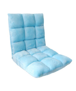 SOGA Floor Recliner Collapsible Lounge Sofa Couch Folding Chair Cushion Light Blue