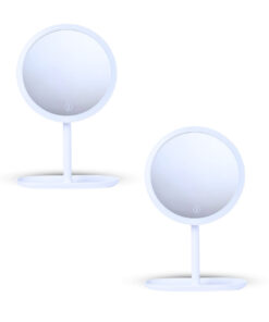 SOGA 2X 26cm White Round Smart LED Makeup Bedroom Table Vanity Mirror Tricolor Adjustable Light