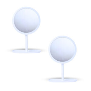 SOGA 2X 26cm White Round Smart LED Makeup Bedroom Table Vanity Mirror Tricolor w/ 5x Magnification