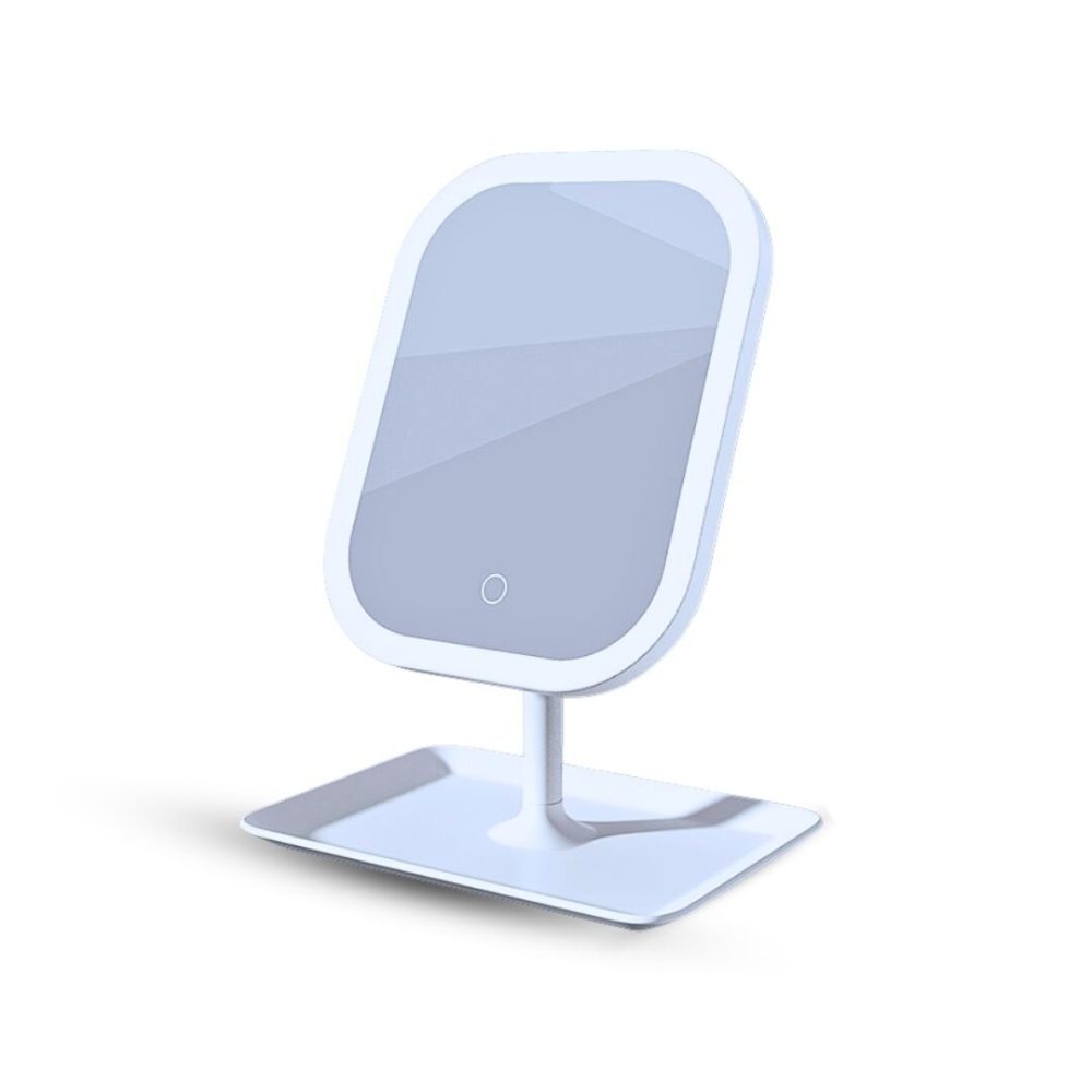 1-SOGA 26cm White Squared Smart LED Makeup Bedroom Table Vanity Mirror Tricolor  w/ 5x Magnification