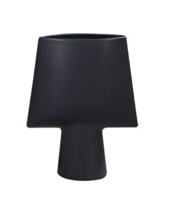 SOGA 21x25.5cm Small Black Ornament Geometric Decor Ceramic Vase Flower Pots Decorative for Living Room Decoration