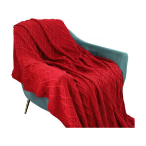 :SOGA 130x180cm Throw Blanket Red Christmas Chunky Yarn Woven Decorative Cozy Knit for Holiday Home Decor