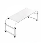 1-SOGA 120x45cm White Cross Bed Movable Desk Table w/ Adjustable Length & Height