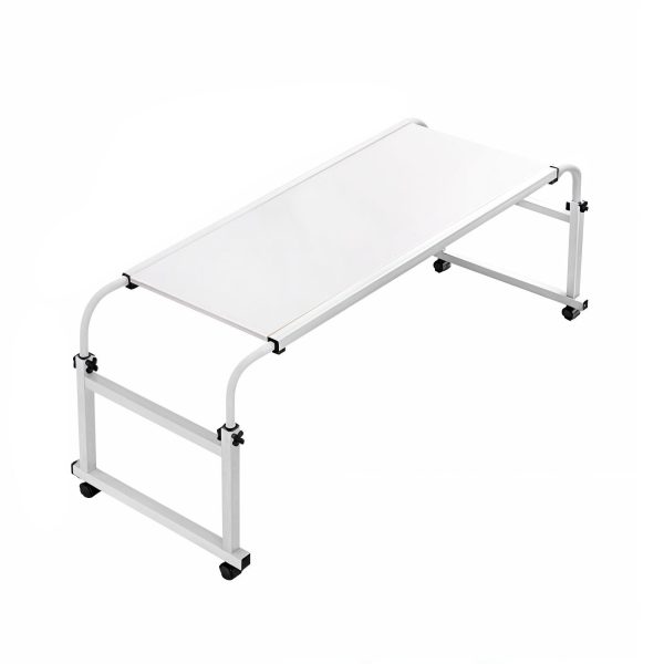 1-SOGA 120x45cm White Cross Bed Movable Desk Table w/ Adjustable Length & Height