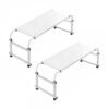 1-SOGA 2X 120x45cm White Cross Bed Movable Desk Table w/ Adjustable Length & Height
