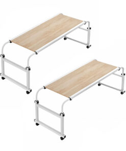 SOGA 2X 120x45cm Wood Cross Bed Movable Desk Table w/ Adjustable Length & Height