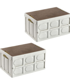 SOGA 2X 34.5x22cm 18L White Car & Camping Foldable Storage Box Crate Stackable Container No Handle