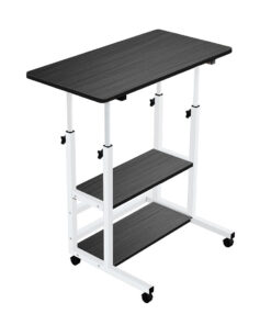 SOGA 40x80cm Black Bedside Table Movable Bedroom Desk Student Computer Table