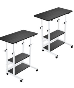 SOGA 2X 40x80cm Black Bedside Table Movable Bedroom Desk Student Computer Table