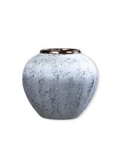SOGA 21x22cm White and Grey Small Ceramic Flower Vase Elegant Living Room Home Decor