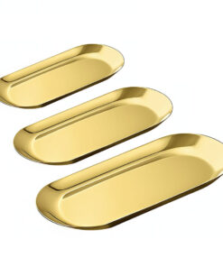 SOGA Gold Nordic Oval Plate Set Small, Medium and Large for 3 Pieces Kitchen